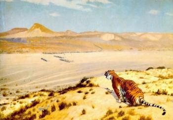 Jean-Leon Gerome : Tiger on the Watch II